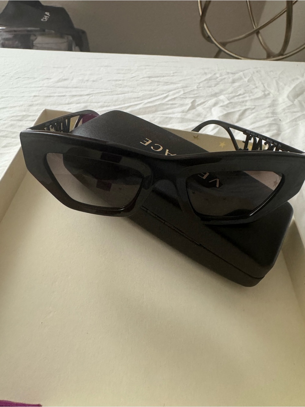 Versace Black Cat-Eye Sunglasses with Gradient Lenses